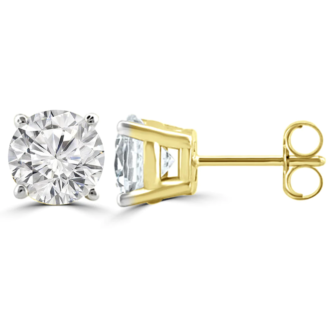 Four Prong 0.5ct Round Lab Diamond Stud Earrings