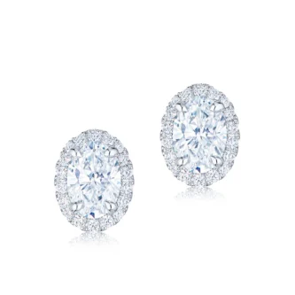 1 ct Oval Solitaire Halo Studs