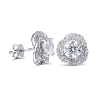 1 ct Solitaire Swirl Halo Earring