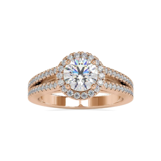 Poniard 1 ct Round Halo Lab Diamond Ring