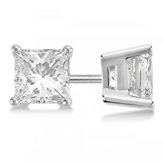 1ct Princess Lab Diamond Stud Earrings