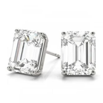 1ct Emerald Lab Diamond Stud Earrings
