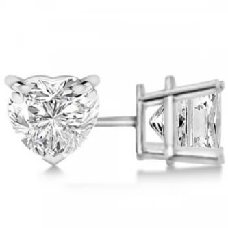 1ct Heart Lab Diamond Stud Earrings