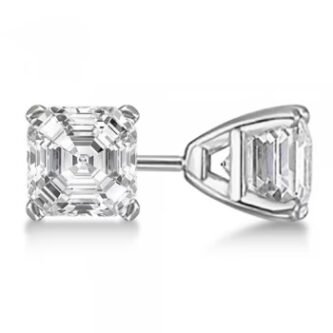1ct Asscher Lab Diamond Stud Earrings