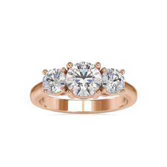 3 stone round lab diamond ring