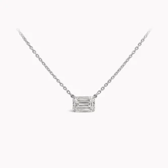 1 ct East West Emerald Necklace